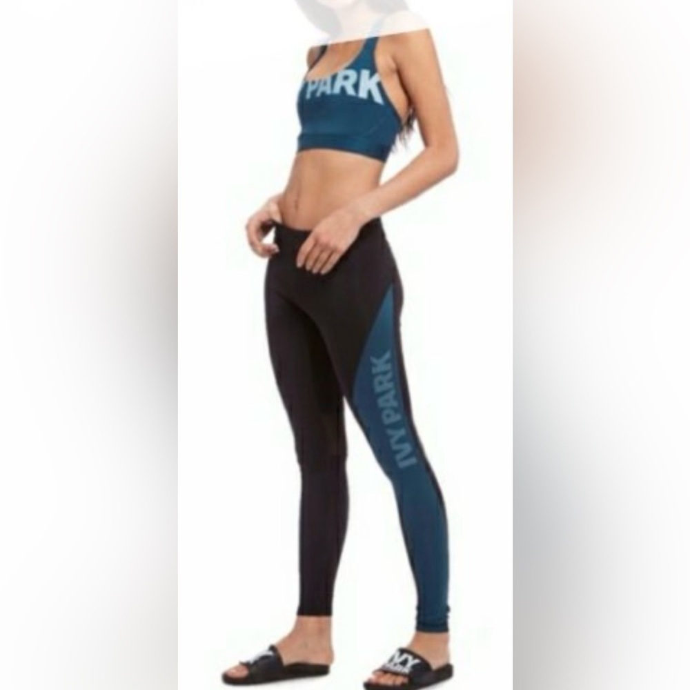 Ivy Park Women’s Athleisure Leggings Black Green Sz Small